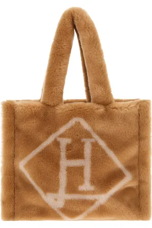 HERNO Tassen, Dames, Bruin, ONE Size, Schapenvacht handtas met geborsteld ontwerp