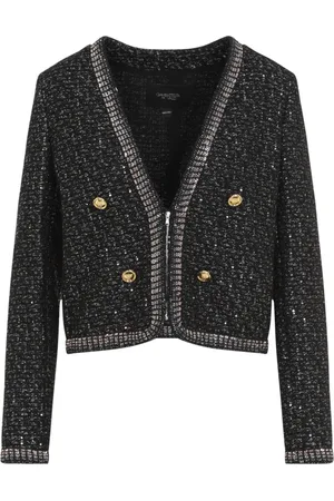 Giambattista Valli Jassen, Dames, Zwart, S, Katoen, Zwart Zilver Boucle Jas