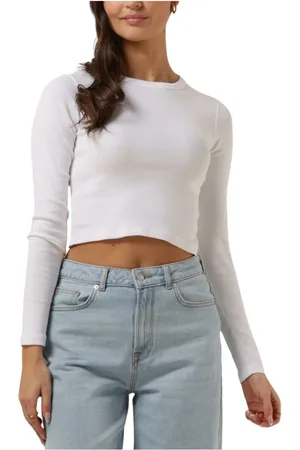 Envii Truien, Dames, Wit, XS, Crop Tee Tops T-shirts Wit