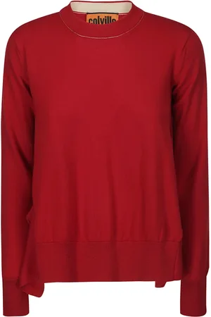 Colville Truien, Dames, Rood, M, Asymmetrische trui met ronde hals en zijopening