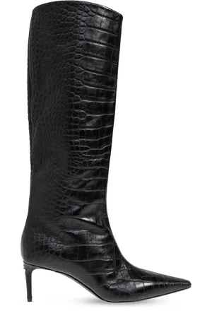 Dolce & Gabbana Schoenen, Dames, Zwart, 39 EU, Leer, Leren laarzen met hak