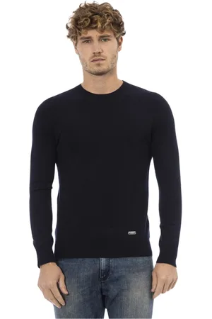 BALDININI Truien, Heren, Blauw, 2Xl, Trendy Lange Mouw Crewneck Sweater