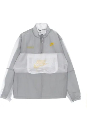 Nike Jassen, Heren, Grijs, S, Polyester, Windbreaker Jack met Hoge Hals en Halve Rits