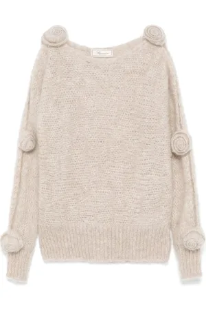 BLUMARINE Truien, Dames, , M, Wol, Mohair Trui met 3D Rozen