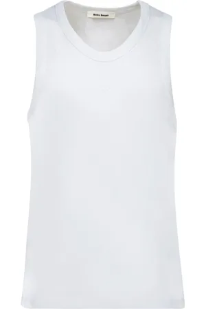 WALES BONNER Tops, Heren, Wit, XL, Katoen, Verfijnde Geribbelde Tanktop