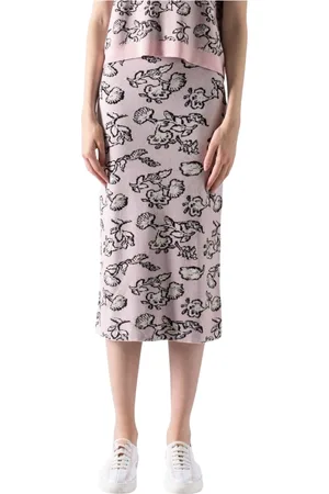 Max Mara Rokken, Dames, Roze, S, Romantische Bloemen Midi Rok
