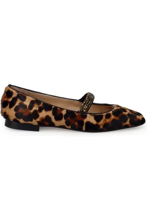 Prosperine Schoenen, Dames, Veelkleurig, 36 EU, Gevlekte Ballerina Flats met Strass Band