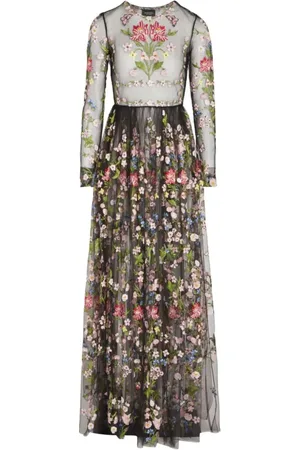 Giambattista Valli Kleedjes, Dames, Veelkleurig, S, Polyester, Zwart Multi Jurk, Lengte 120 cm