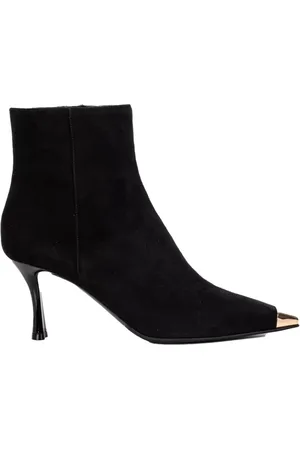BALDININI Schoenen, Dames, Zwart, 36 EU, Suède, Zwarte suède enkellaarsjes met hak