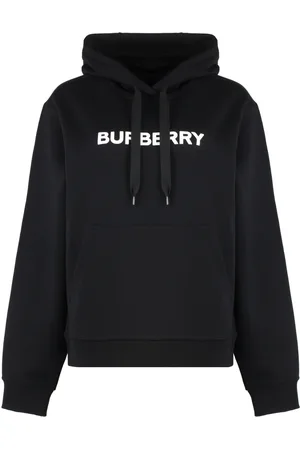 Burberry Sweatshirts & Hoodies, Dames, Zwart, XS, Katoen, Geribbelde katoenen hoodie met elastaan