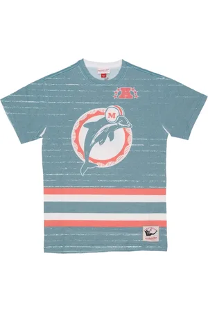 Mitchell & Ness Tops, Heren, Blauw, L, Katoen, Miami Dolphins Voetbal Tee