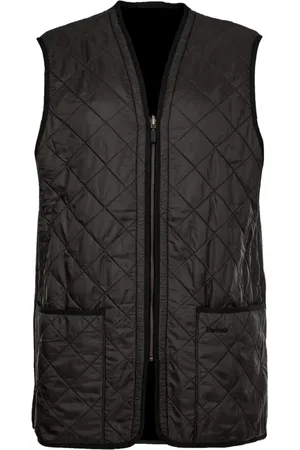 Barbour Jassen, Heren, Zwart, S, Polyester, Polarquilt Vest Rits Zwart