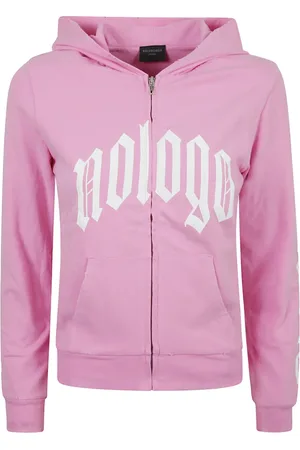 Balenciaga Sweatshirts & Hoodies, Dames, Roze, S, Katoen, Zip-Up Hoodie Sweaters