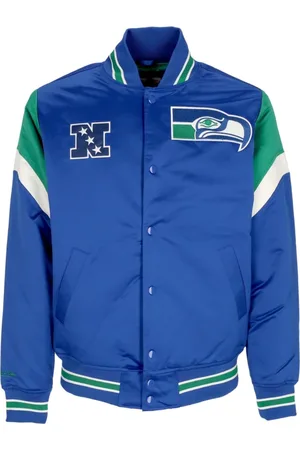 Mitchell & Ness Jassen, Heren, Blauw, L, Polyester, Seattle Seahawks Bomberjack NFL Teamkleuren