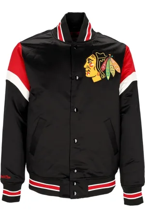 Mitchell & Ness Jassen, Heren, Zwart, S, Polyester, Chicago Blackhawks Bomberjack NHL Teamkleuren