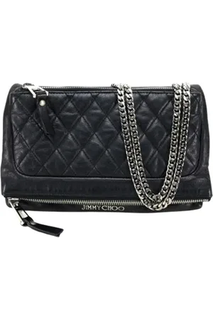 Jimmy Choo Pre-owned, Dames, Zwart, ONE Size, Leer, Tweedehands leren schoudertassen