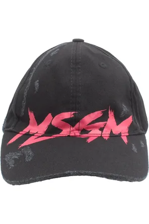 Msgm Accessoires, Heren, Zwart, ONE Size, Katoen, Zwarte Baseballpet met Geborsteld Logo