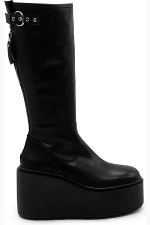 vic matiè Schoenen, Dames, Zwart, 40 EU, Leer, Wiglaarzen Stripy in Zwart