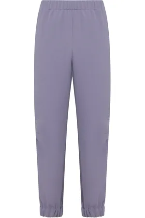 DRIES VAN NOTEN Broeken, Dames, Paars, L, Polyester, Lila Elastische Taille Broek met Zakken