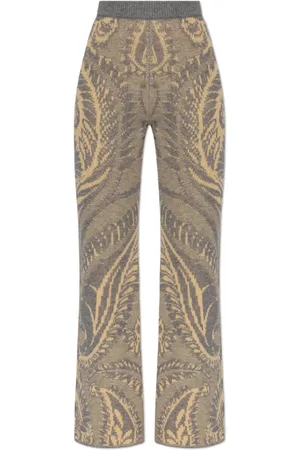 Etro Broeken, Dames, Grijs, S, Wol, Wollen broek met uitlopende pijpen