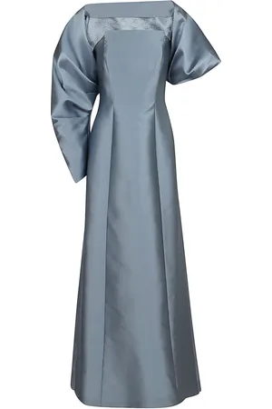 Alberta Ferretti Kleedjes, Dames, Grijs, S, Polyester, Grijze Zijden Jurk Aw 24