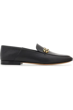 Salvatore Ferragamo Schoenen, Dames, Zwart, 39 EU, Leer, Zwarte, platte loafers met Gancini-gesp