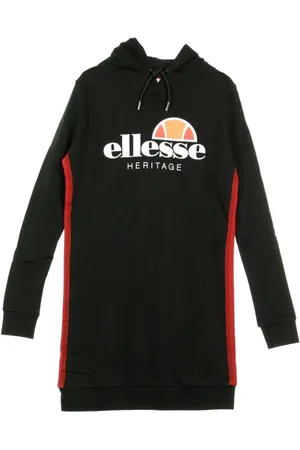 Ellesse Kleedjes, Dames, Zwart, M, Zwarte hoodie jurk voor vrouwen