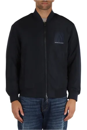 Armani Exchange Jassen, Heren, Blauw, XS, Polyester, Gewatteerde bomberjack met logopatch