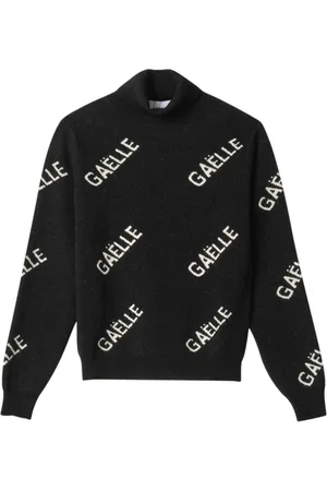 GAËLLE Truien, Dames, Zwart, M, Polyester, Zwarte Geribbelde Coltrui Trui