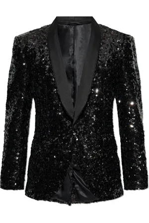 Dolce & Gabbana Jassen, Heren, Zwart, S, Pailletten, Paillettenblazer