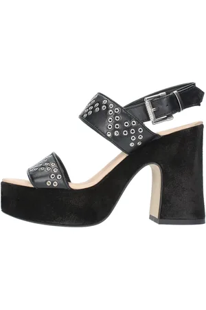 Janet&Janet Schoenen, Dames, Zwart, 37 EU, Leer, Sandalen Zwart