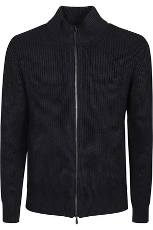 DRUMOHR Truien, Heren, Blauw, XL, Wol, Stijlvolle Zip Cardigan