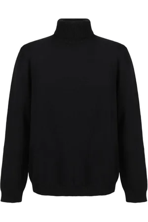 Roberto Collina Truien, Heren, Zwart, XL, Wol, Zwarte Merinowol Coltrui Trui