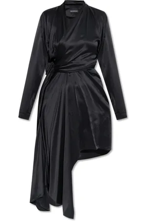 Balenciaga Kleedjes, Dames, Zwart, S, Asymmetrisch gesneden zijden jurk