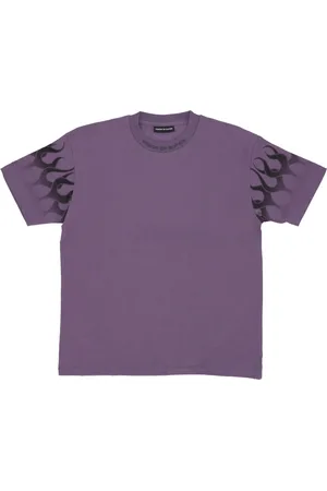 Vision Of Super Tops, Heren, Paars, L, Katoen, Flames Tee Paars/Zwart