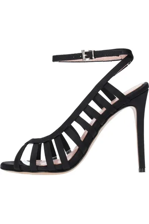 ANNA F. Schoenen, Dames, Zwart, 36 EU, Satijn, Sandalen Zwart