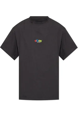 Balenciaga Tops, Heren, Grijs, XL, Katoen, T-shirt met gekreukeld effect