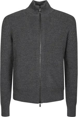 DRUMOHR Truien, Heren, Grijs, L, Wol, Stijlvolle Zip Cardigan
