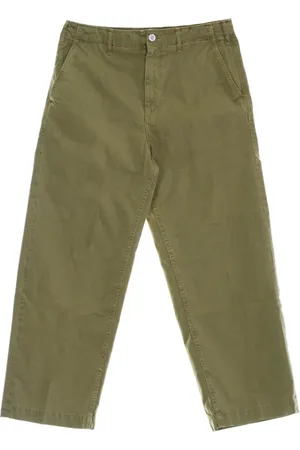 AMISH Broeken, Heren, Groen, M, Katoen, Khaki Heren Lange Broek