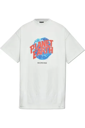 Balenciaga Tops, unisex, Grijs, L, Katoen, T-shirt met `vintage` effect