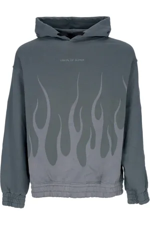 Vision Of Super Sweatshirts & Hoodies, Heren, Groen, L, Katoen, Flames Hoodie Groen Heren