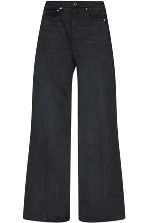 Ami Jeans, Dames, Zwart, W27, Katoen, Zwarte Wide-Leg Jeans