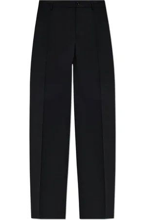 Dolce & Gabbana Broeken, Heren, Zwart, L, Wol, Wollen broek met vouwen