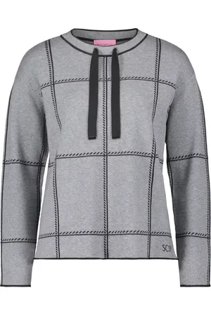 Betty Barclay Truien, Dames, Grijs, XL, Geruite Gebreide Trui, Blijf Cool en Casual