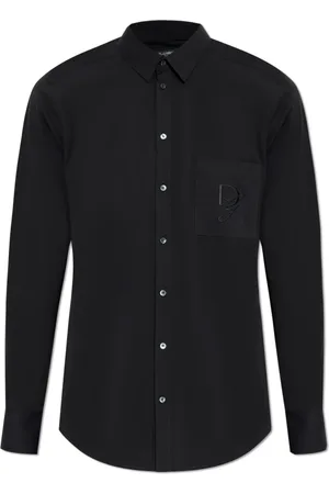 Dolce & Gabbana Overhemden, Heren, Zwart, L, Katoen, Katoenen shirt met zak