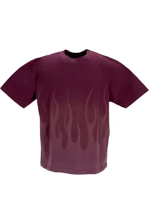 Vision Of Super Tops, Heren, Paars, XL, Katoen, Flames Tee Heren T-shirt