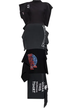 Balenciaga Kleedjes, Dames, Zwart, S, Katoen, Jurk met print