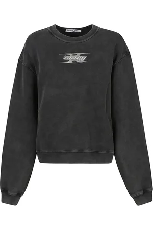 Alexander Wang Sweatshirts & Hoodies, Dames, Grijs, S, Katoen, Blade Logo Sweatshirt Ontwerp