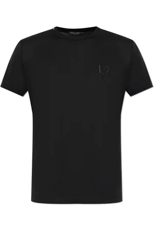 Dolce & Gabbana Tops, Heren, Zwart, XS, Katoen, T-shirt met logo