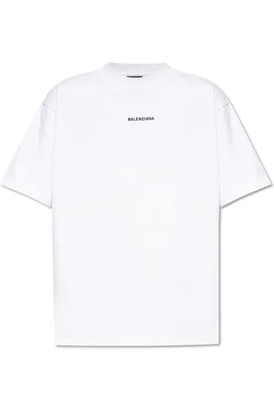 Balenciaga Tops, Heren, Wit, S, T-shirt met geborduurd logo